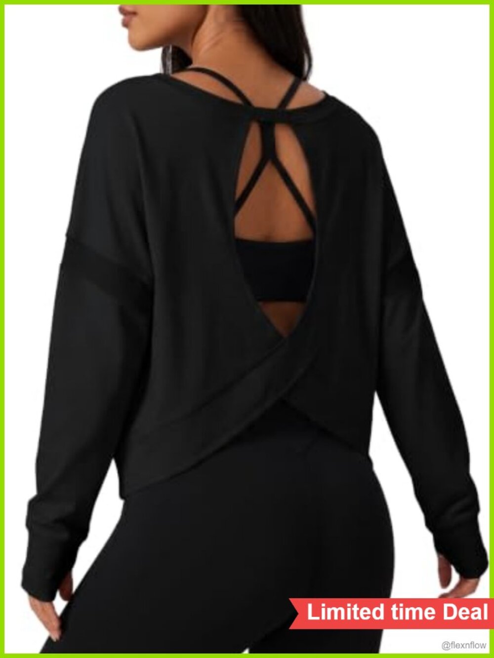 Women's Long Sleeve Open Back Athletic Top Cotton Blend Workout Yoga Shirt